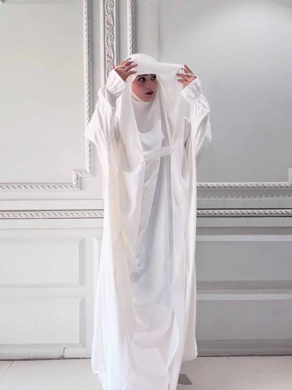 Premium Saudi Jilbab 1 Piece Full Length white