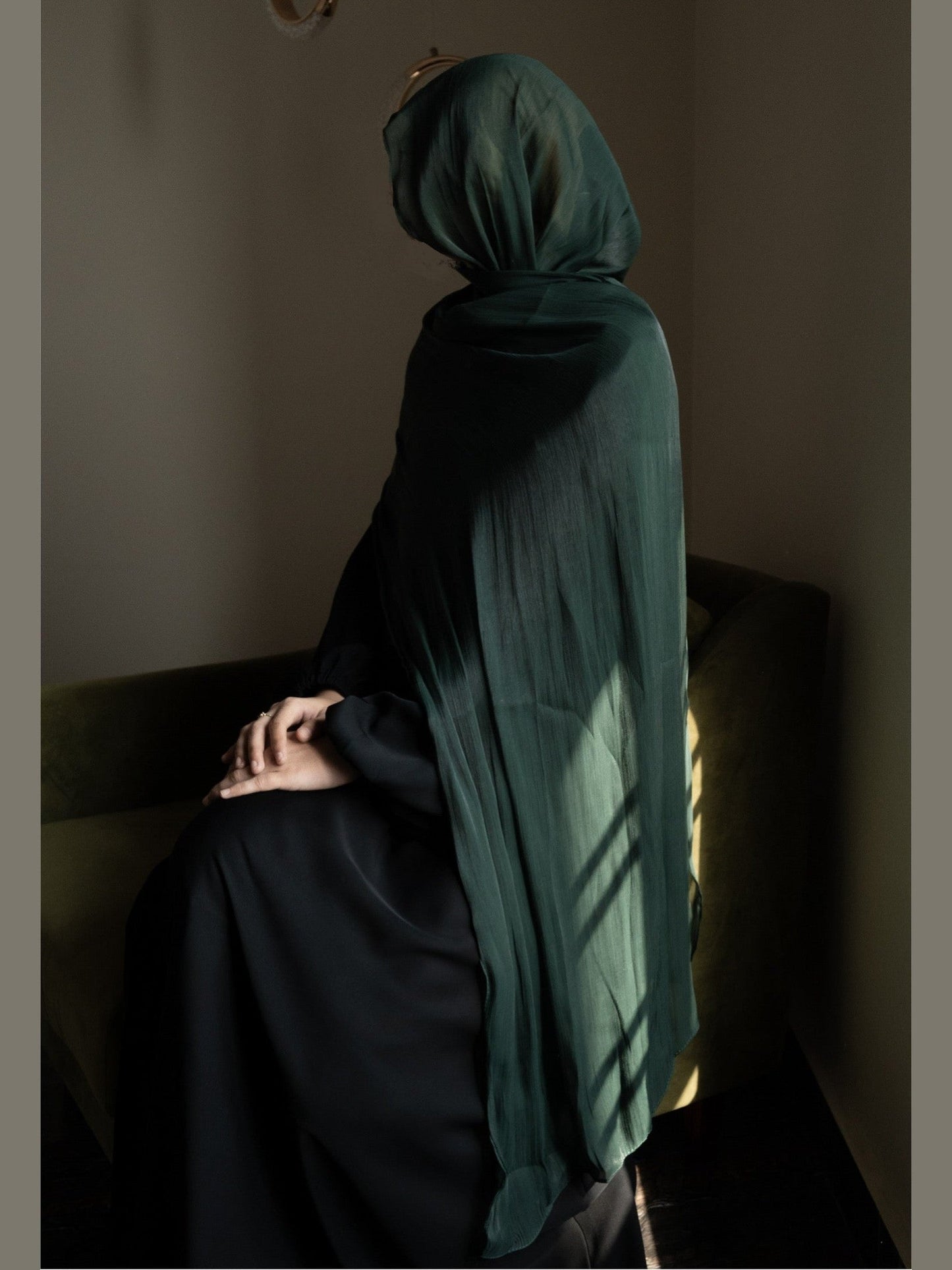 Forest Green Organza Silk Hijab
