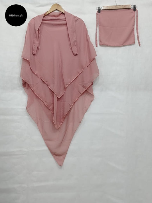 3 Layer Premium Khimar (Sand Pink)