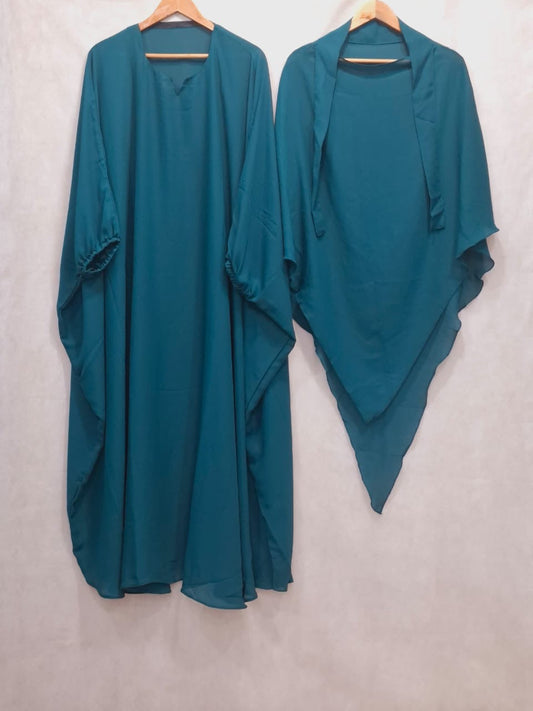 Khimar + Abaya Set Teal Blue