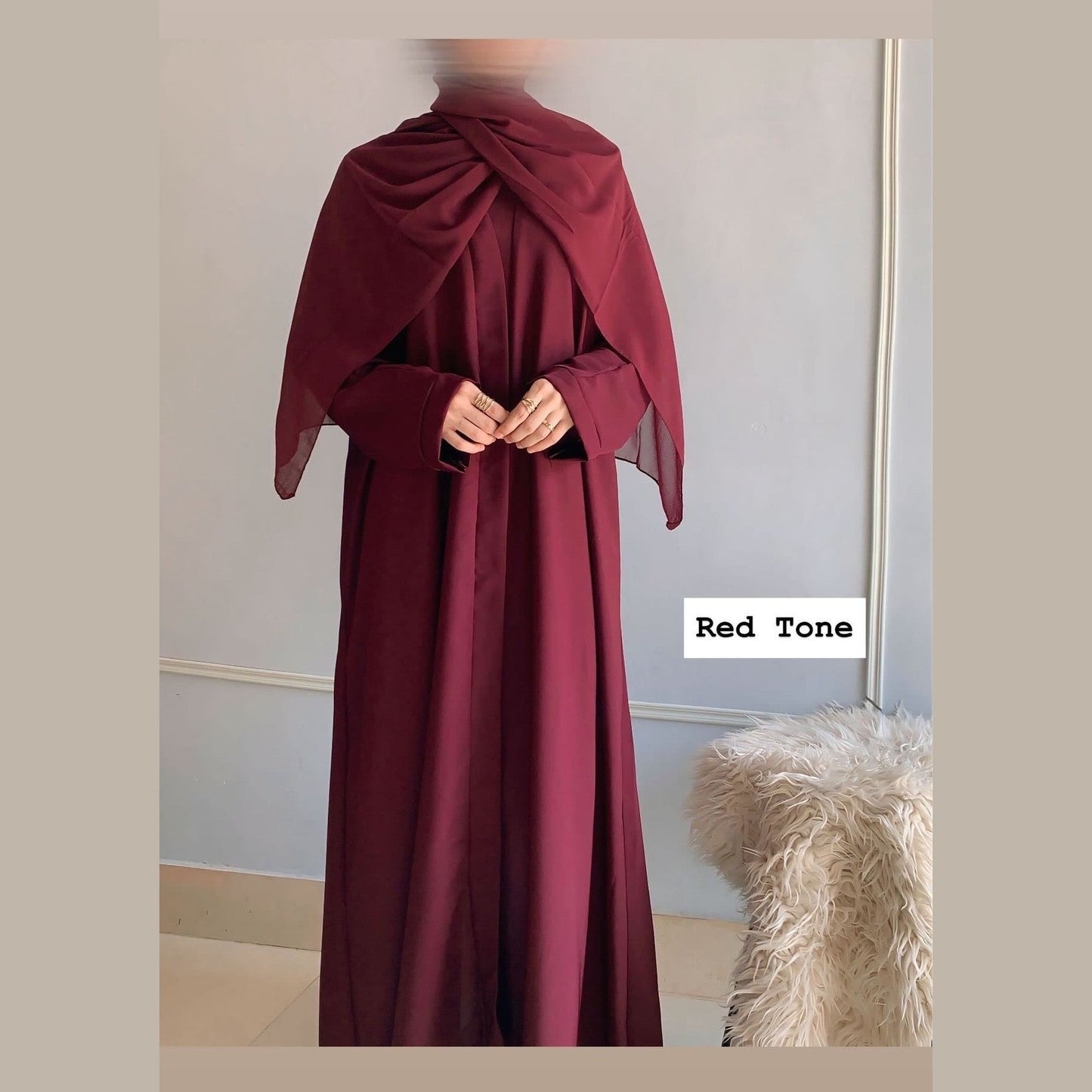 Zoom Nida Premium Front Open Abaya with scarf 60% OFF