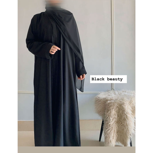 Zoom Nida Premium Front Open Abaya with scarf 60% OFF