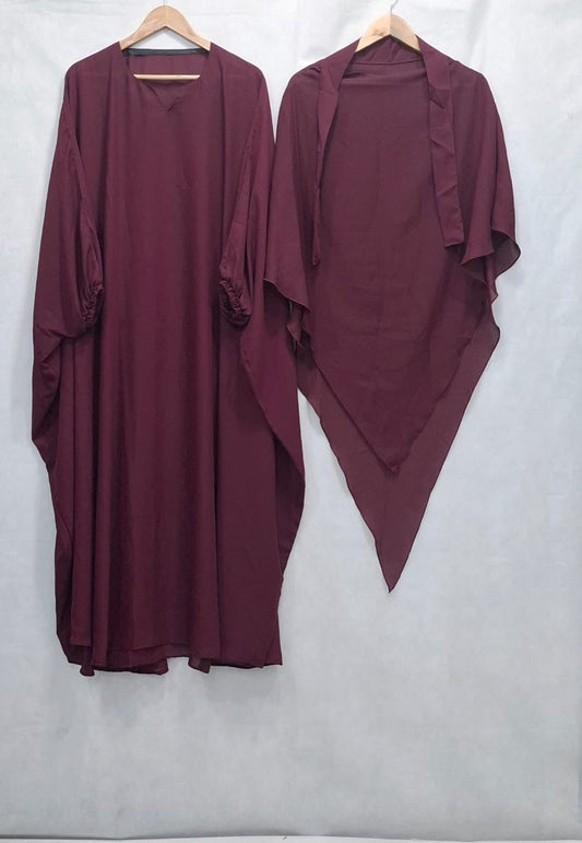 Khimar + Abaya Set Maroon