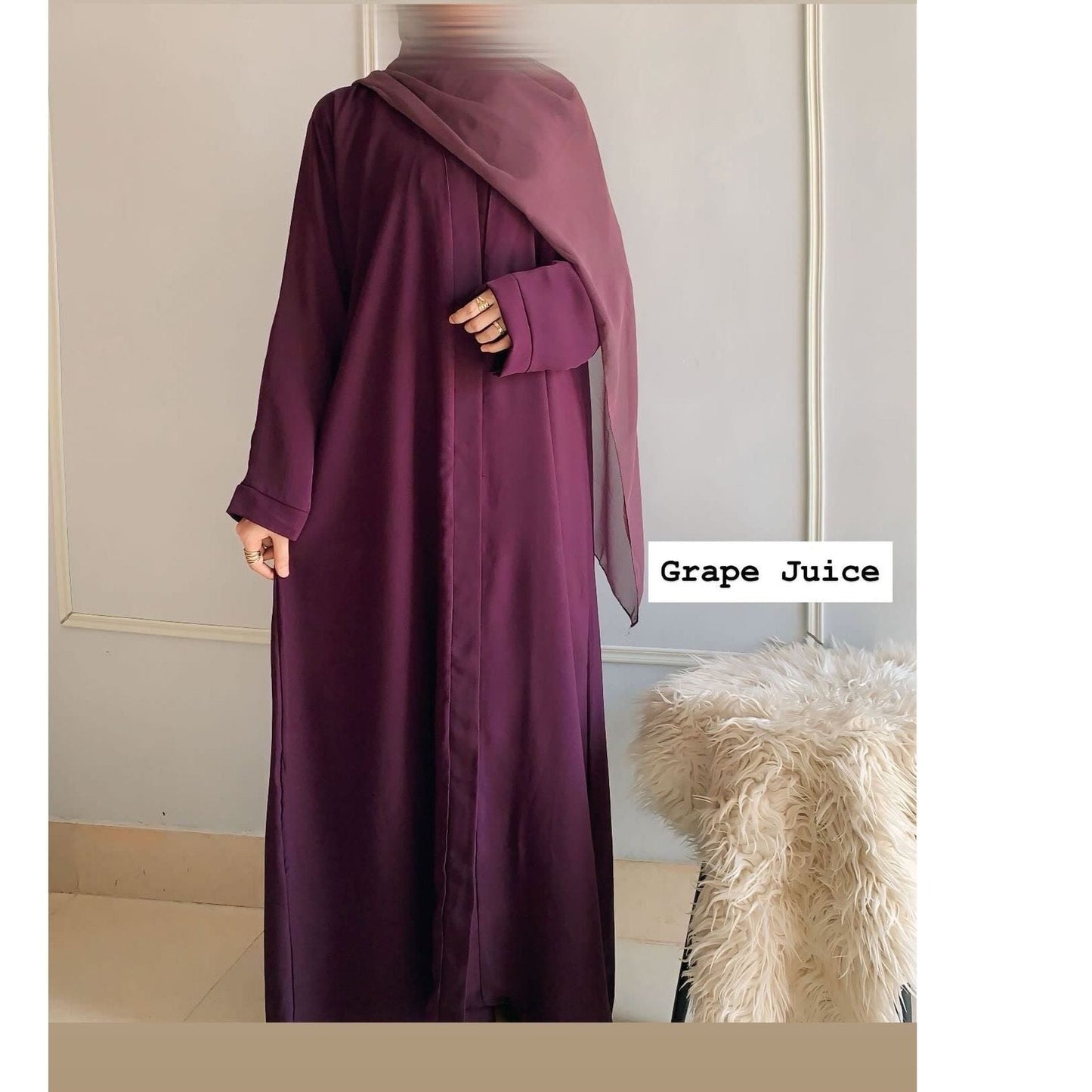 Zoom Nida Premium Front Open Abaya with scarf 60% OFF