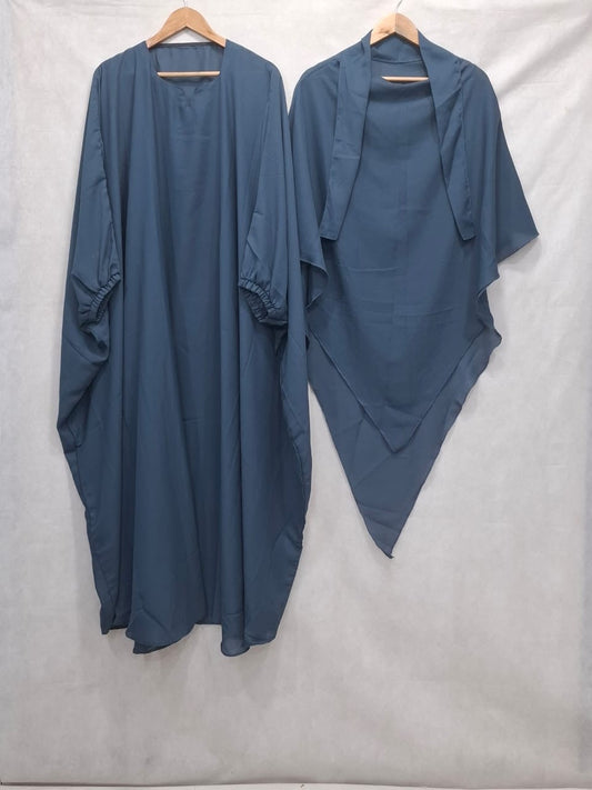 Khimar + Abaya Set Blueish Grey