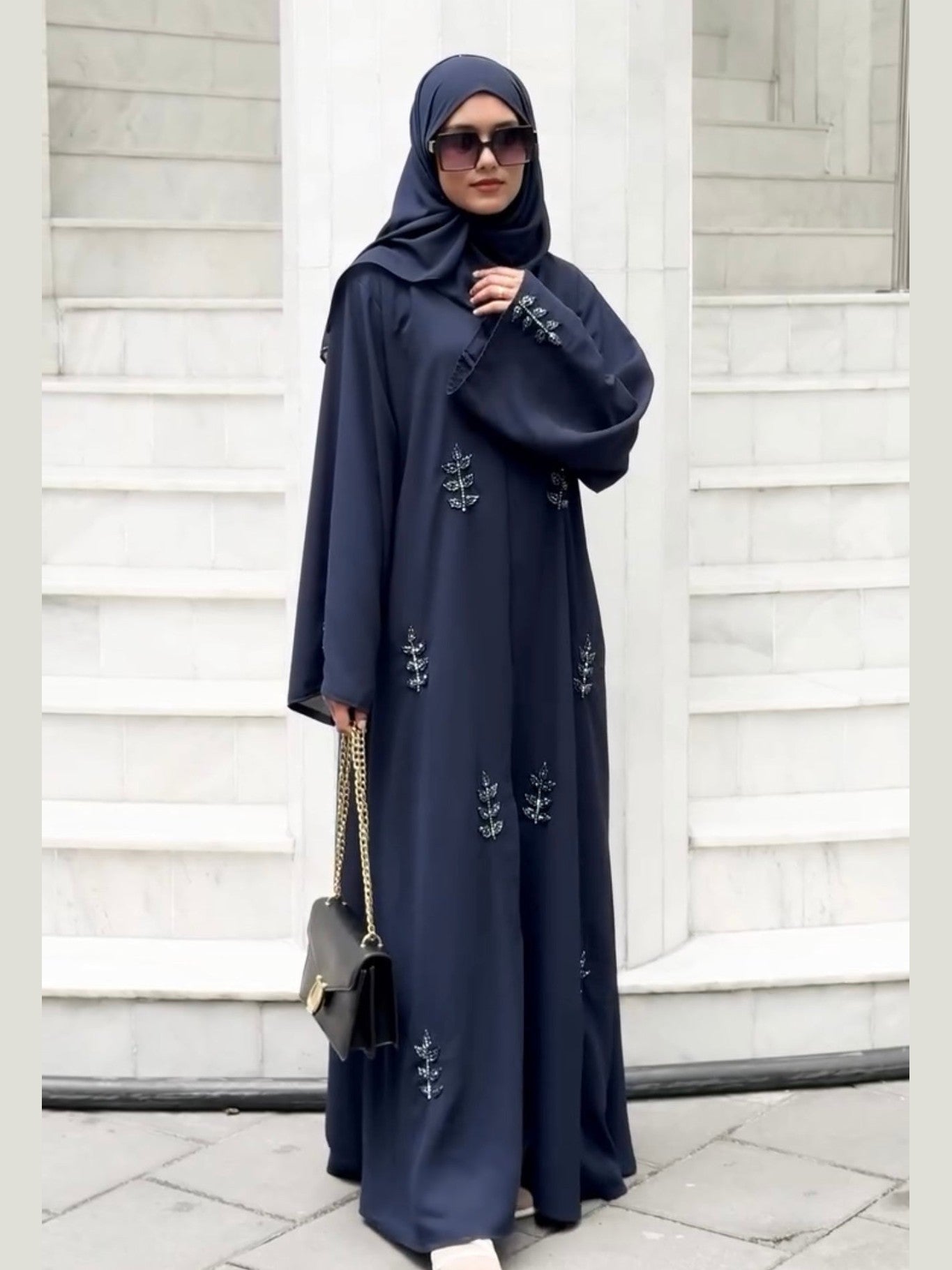 "Pre-Order Your Luxe Handwork Rafia blue Abaya: Exquisite Craftsmanship with 8-10 Day Delivery" FREE SHIPPING NOW
