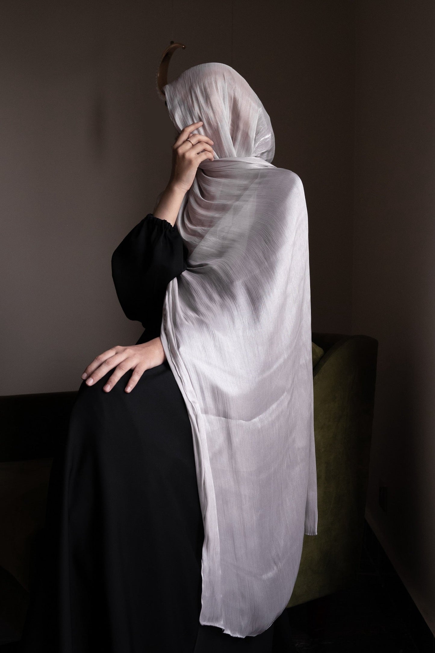Silver Grey Organza Silk Hijab