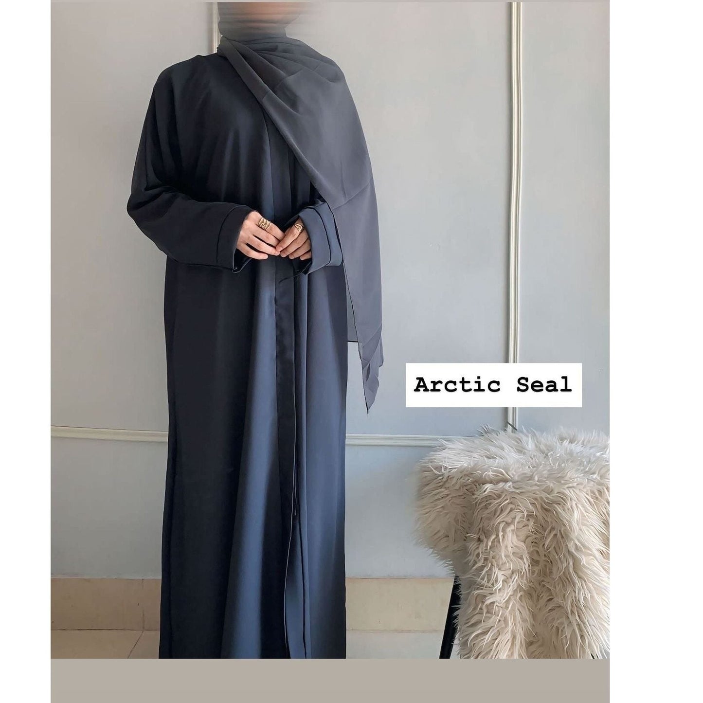 Zoom Nida Premium Front Open Abaya with scarf 60% OFF