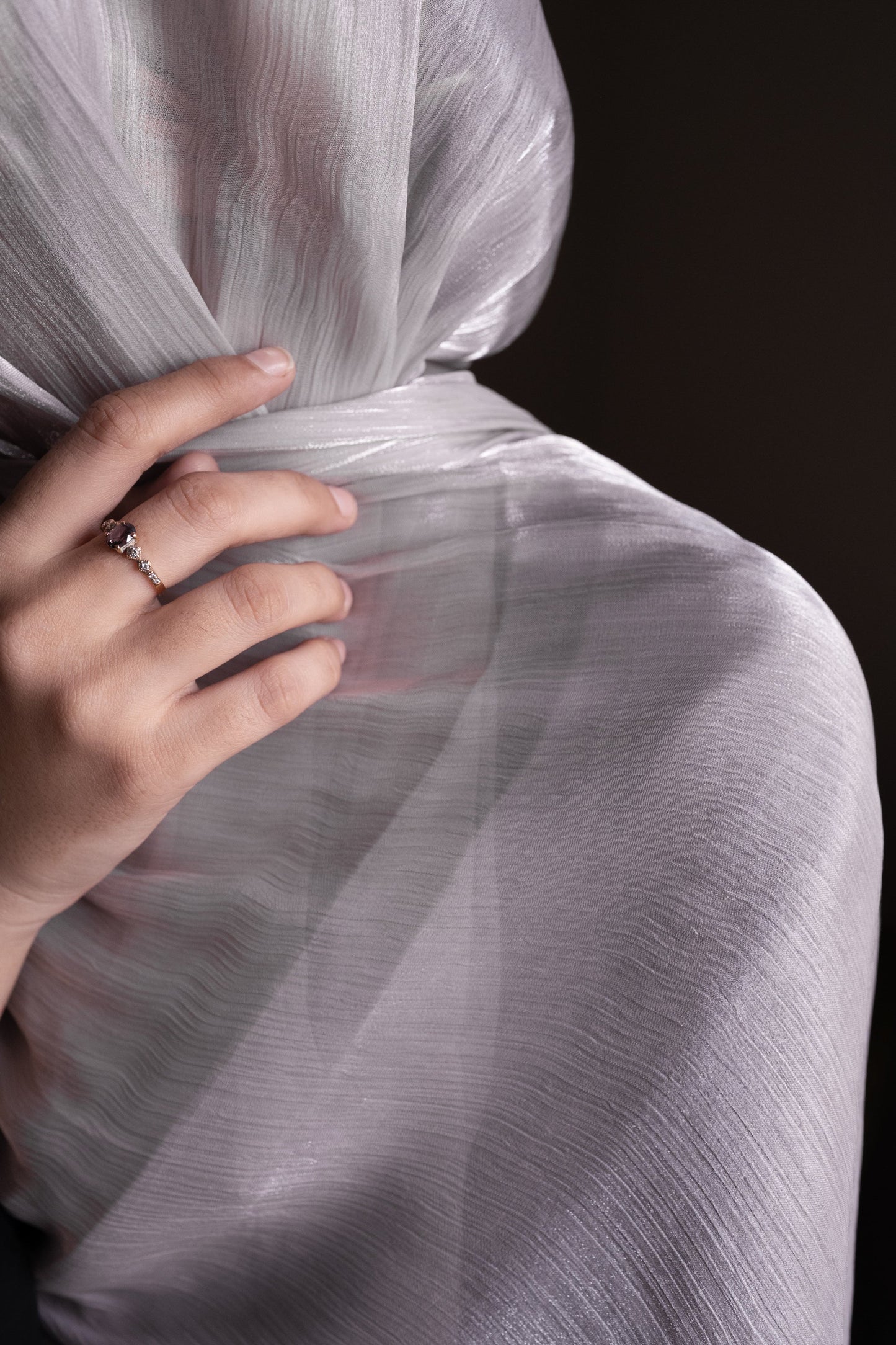 Silver Grey Organza Silk Hijab