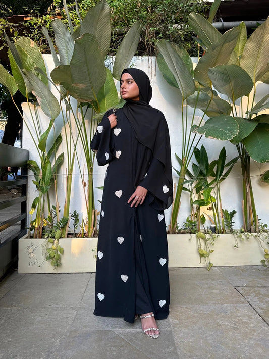 Maxi Style Premium High Quality Embroidered ‘Heart’ Abaya With Scarf