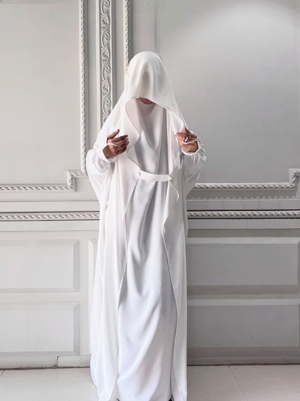Premium Saudi Jilbab 1 Piece Full Length white