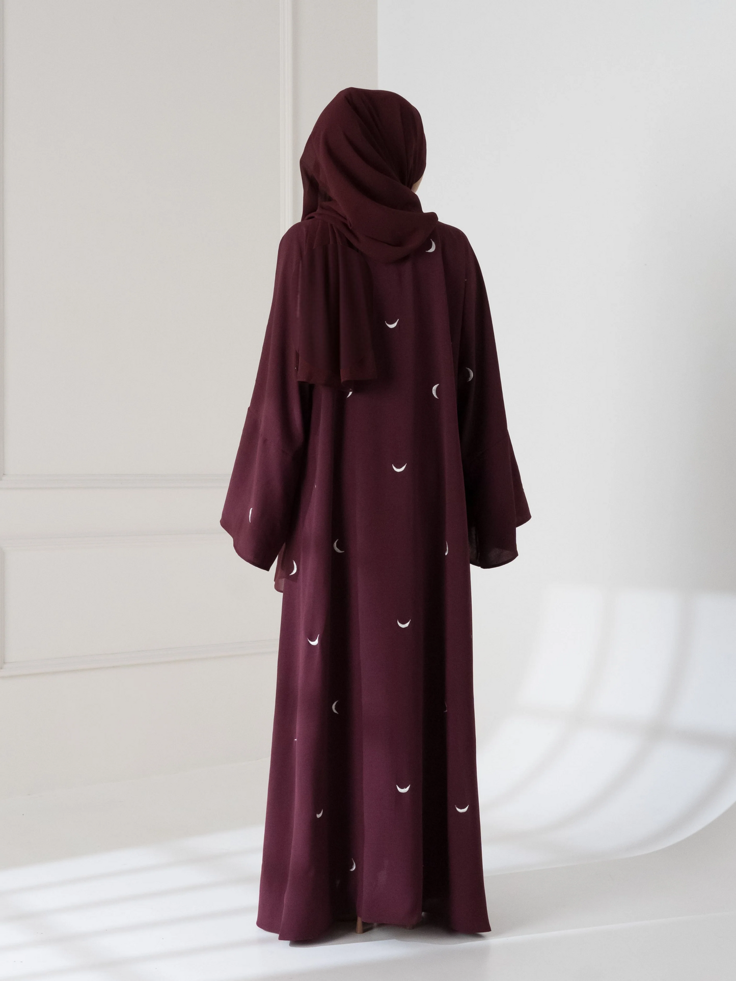 60% OFF Front Open Style Embroidered ‘Hilal’ Abaya( High Quality Zoom Nida )
