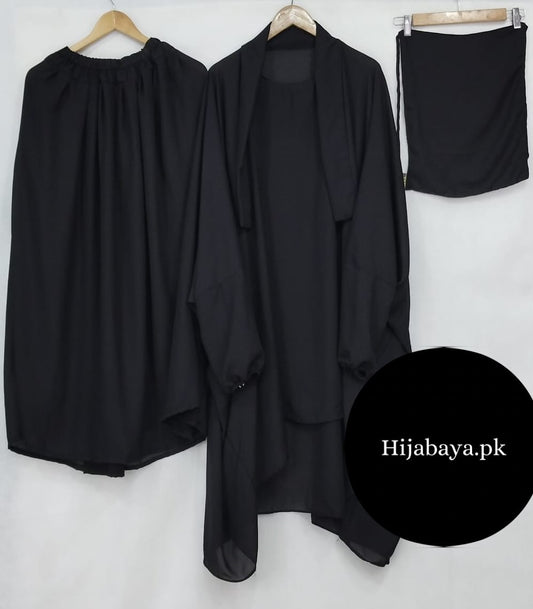 Premium Black 3-Piece jilbab Set