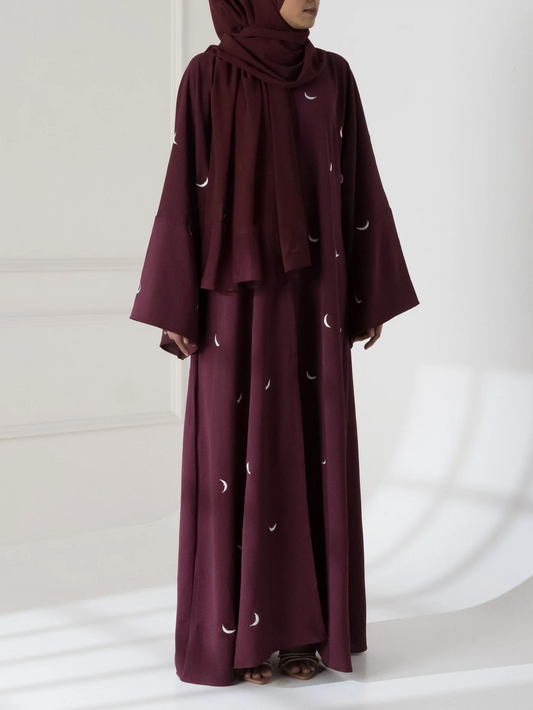 60% OFF Front Open Style Embroidered ‘Hilal’ Abaya( High Quality Zoom Nida )