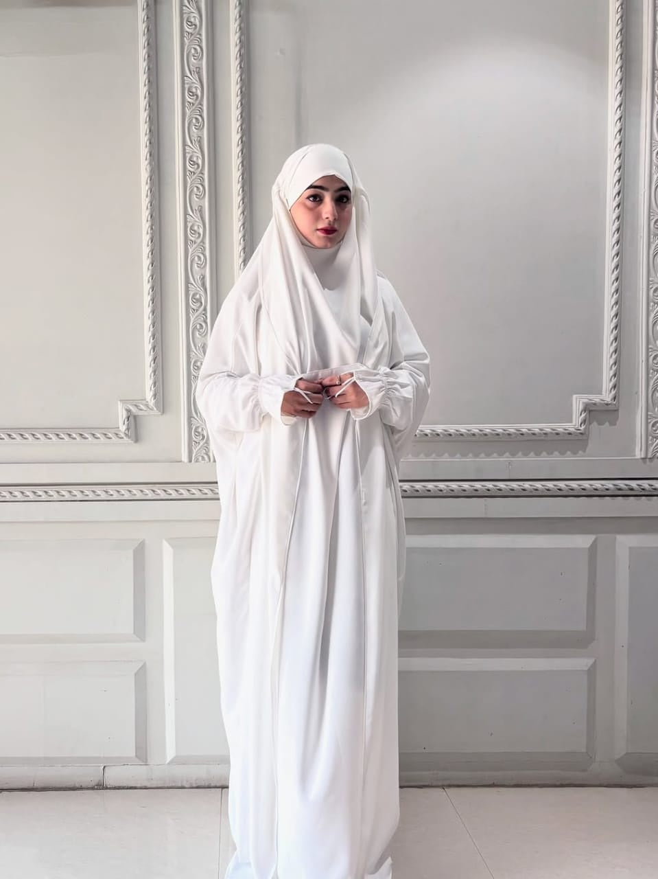 Premium Saudi Jilbab 1 Piece Full Length white