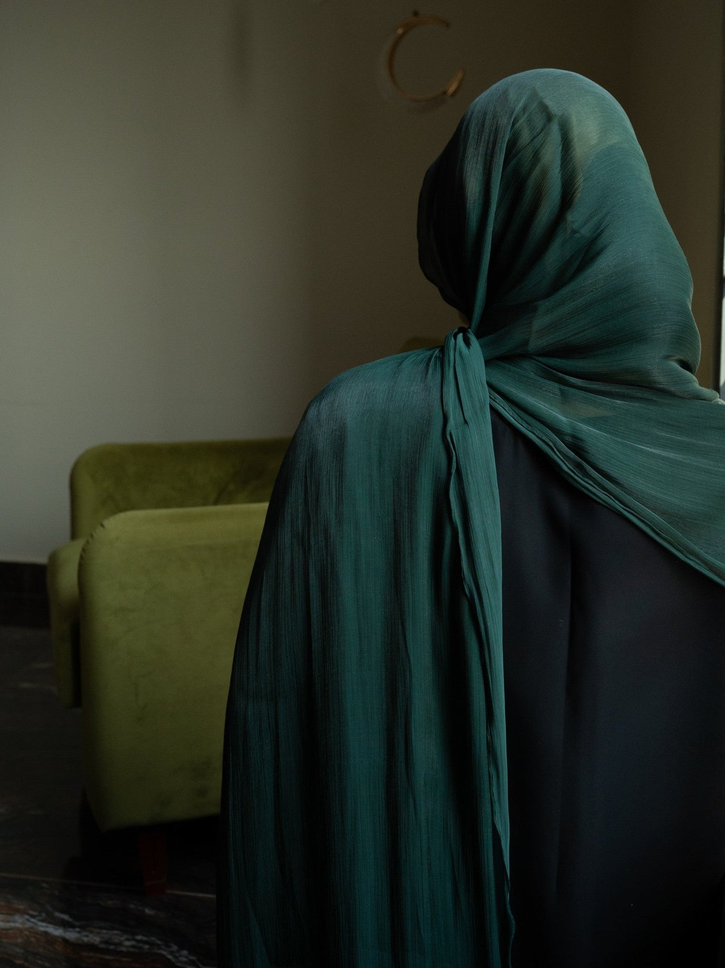 Forest Green Organza Silk Hijab