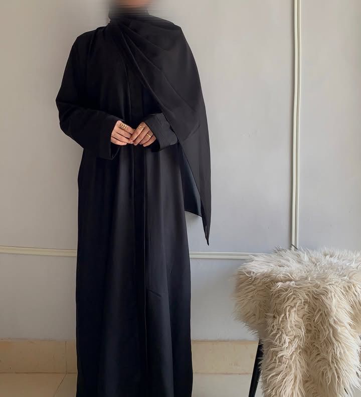 Premium basic front open black abaya